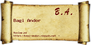 Bagi Andor névjegykártya